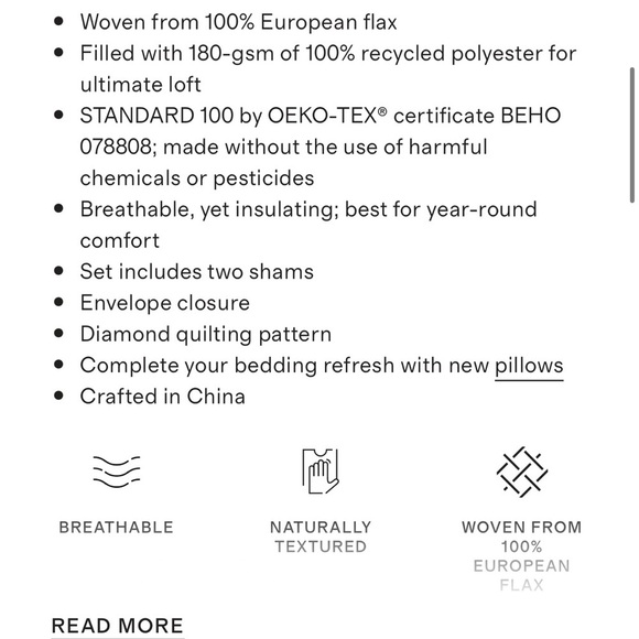 NWOT QUINCE European Linen Stripe Quilted Sham Set MIST stripe 1048 - Picture 7 of 9